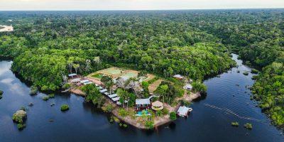 Preto Pantaleão Fishing Lodge, Amazon river aerial view